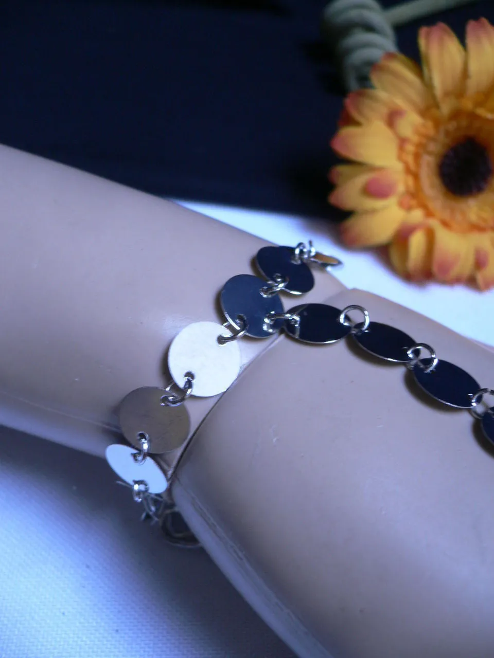Gold Silver Metal Hand Chain Bracelet Multi Circles Women Trendy