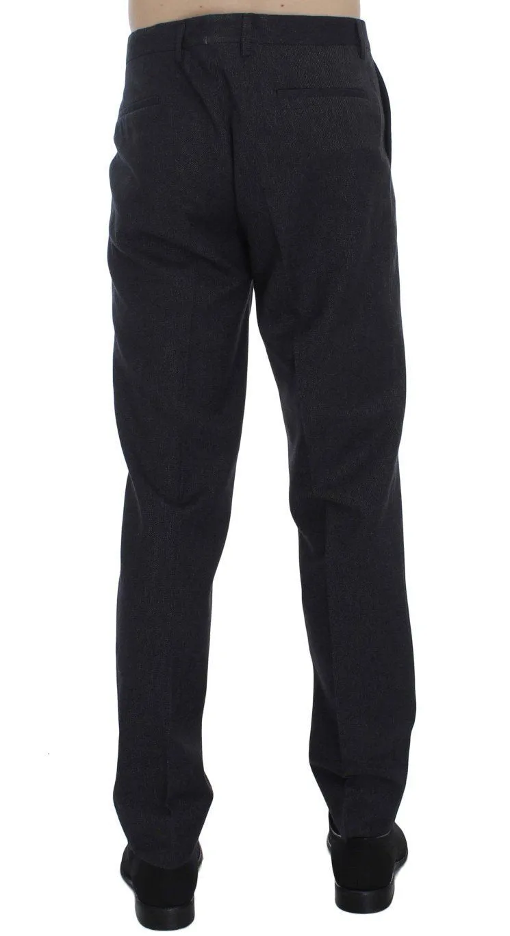 Gray Cotton Slim Fit Casual Pants