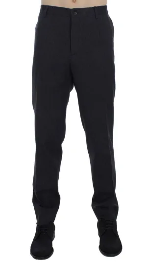 Gray Cotton Slim Fit Casual Pants