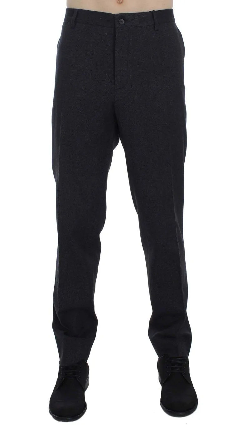 Gray Cotton Slim Fit Casual Pants