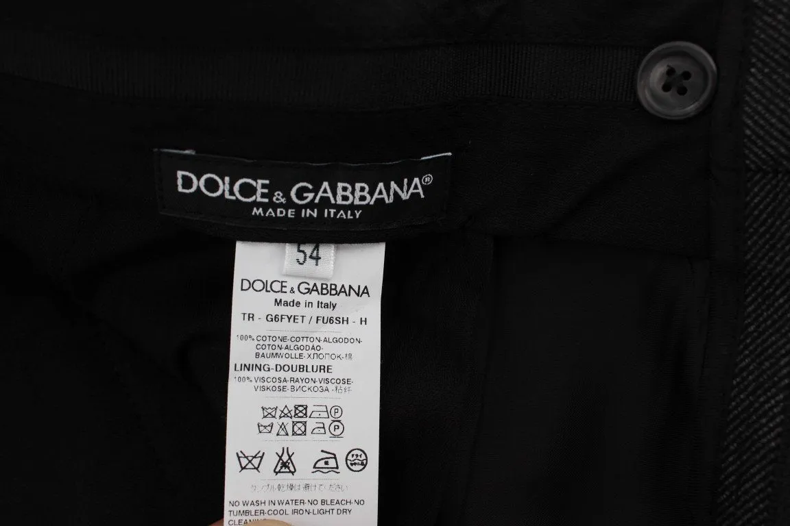 Gray Cotton Slim Fit Casual Pants