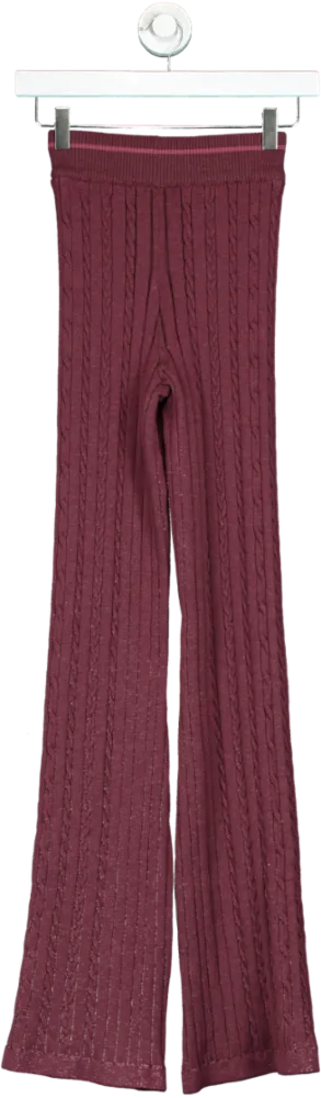 Gymshark Rich Maroon Marl Rest Day Cable Knit Pant UK XS
