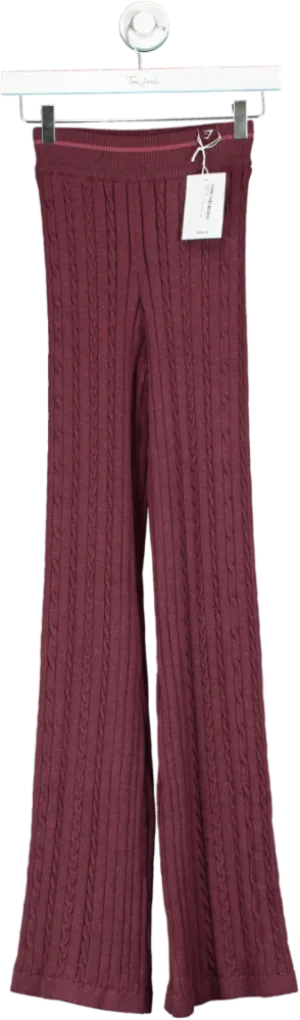 Gymshark Rich Maroon Marl Rest Day Cable Knit Pant UK XS