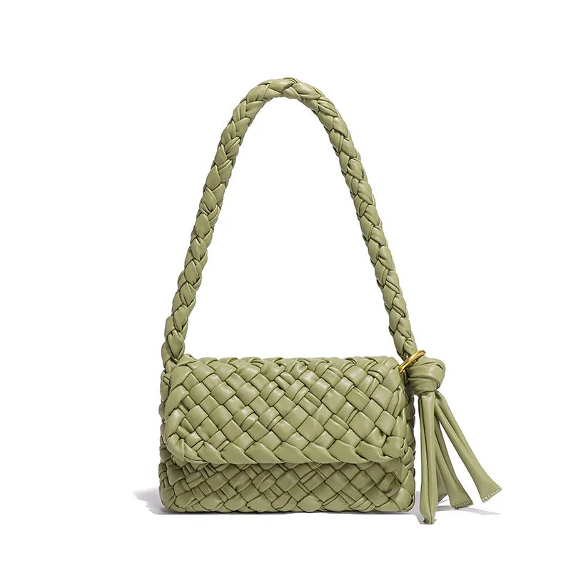 Hand Woven Basket Weave Flap Bag