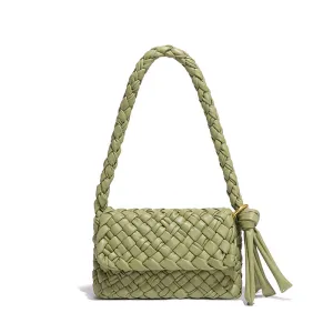 Hand Woven Basket Weave Flap Bag