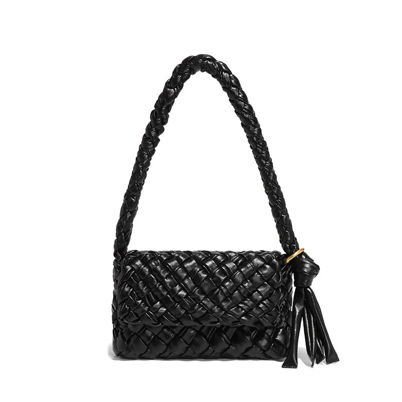 Hand Woven Basket Weave Flap Bag