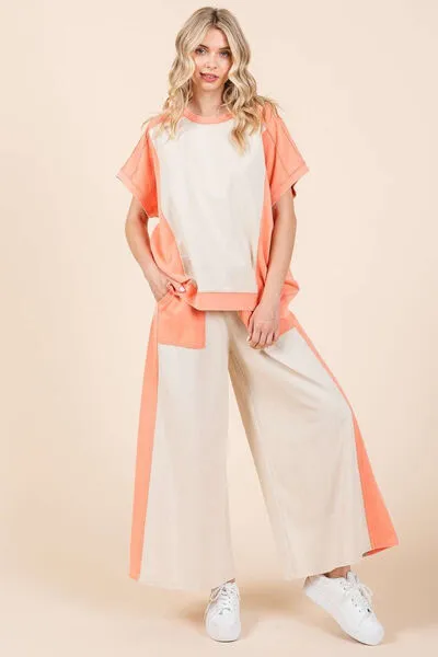 Hazel Blues® |  Mittoshop Color Block Wide Leg  Pants