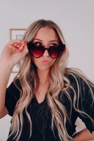 Heart Frame Cat-Eye Sunglasses - Tortoise