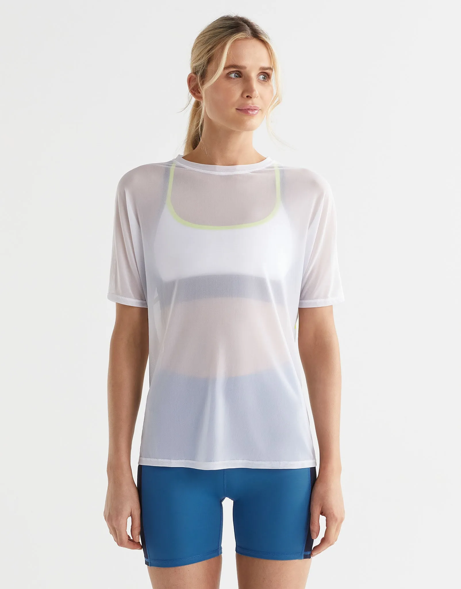 Heidi Sports Tee - White, Lime