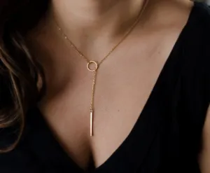 Hfarich NEW Dainty Gold Color Necklaces Pendants Minimalist Simple Necklace Circle with Bar Long Necklace Jewelry Dropshipping