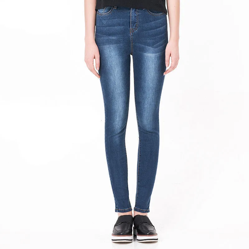 High Waist jeans High Elastic plus size Women Jeans woman femme washed casual skinny pencil Denim pants