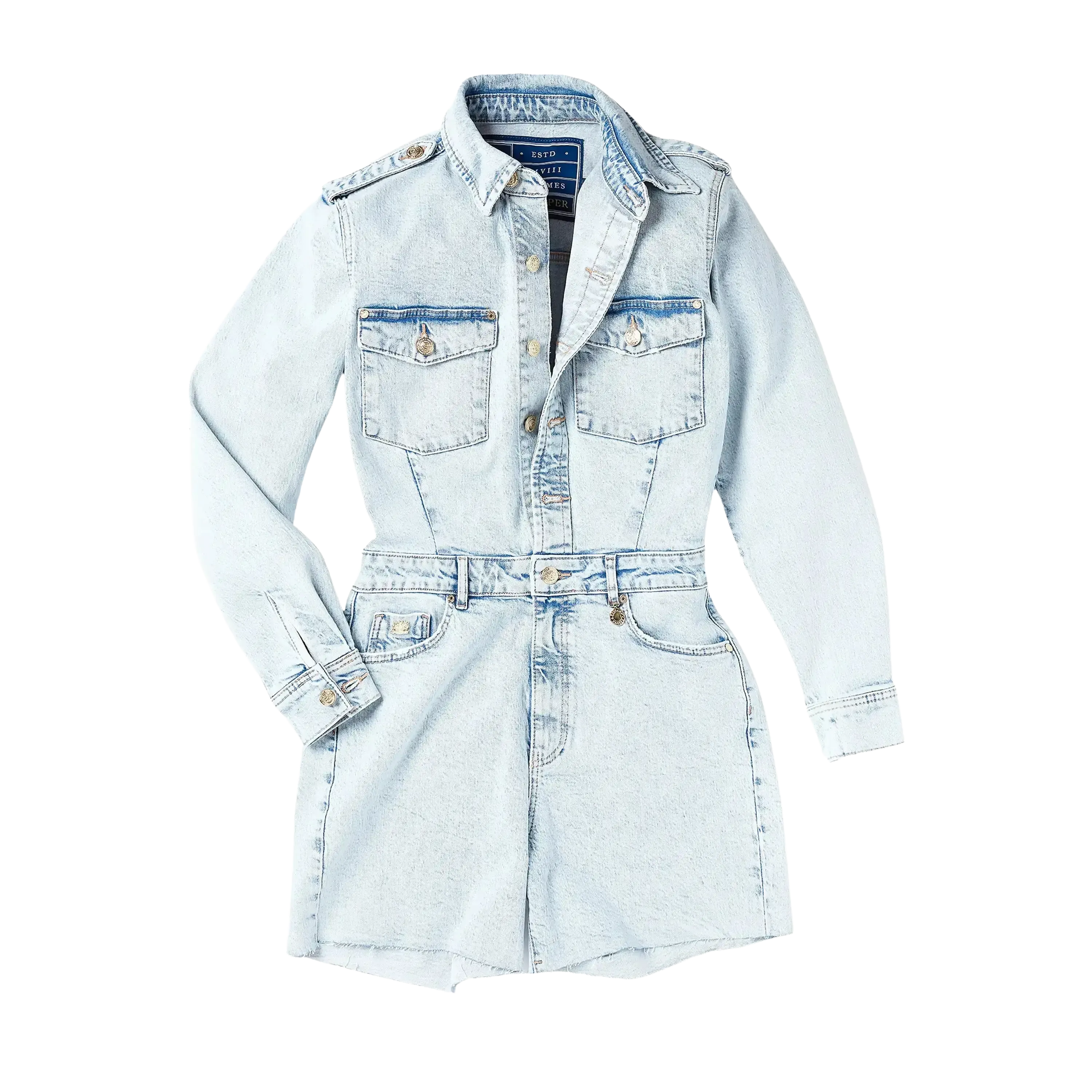 Holland Cooper Light Stone Wash Utility Playsuit UK 10