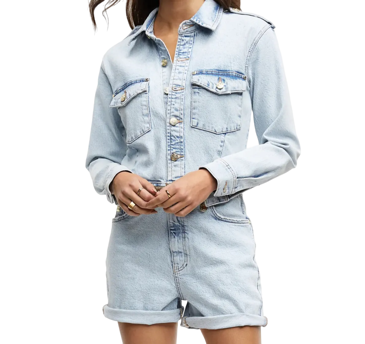 Holland Cooper Light Stone Wash Utility Playsuit UK 10