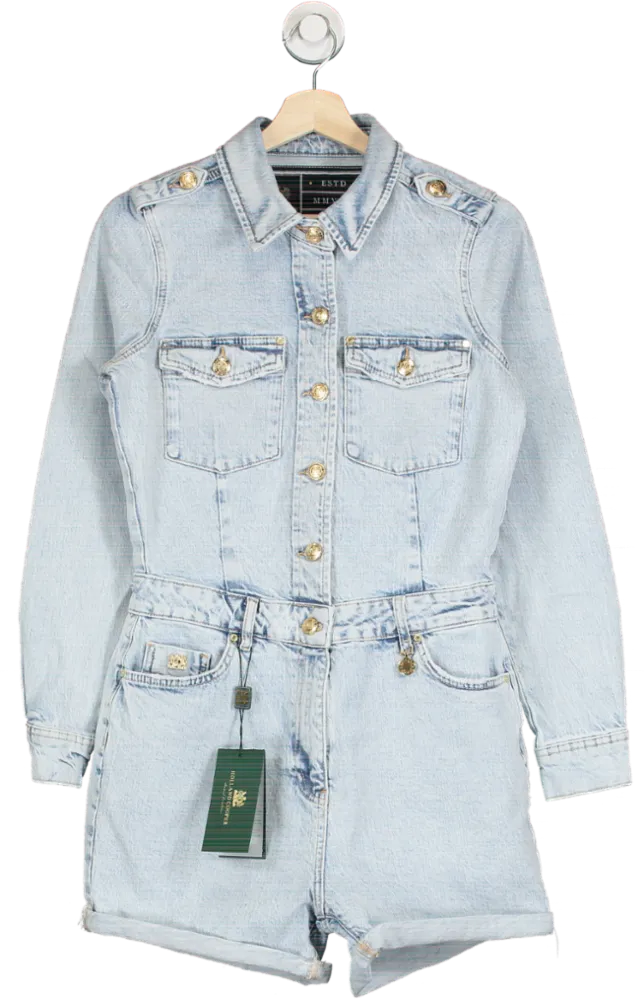 Holland Cooper Light Stone Wash Utility Playsuit UK 10