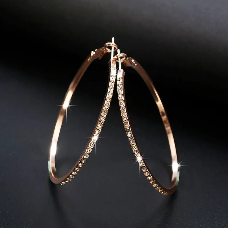 Hoop Earrings With Rhinestone Crystal