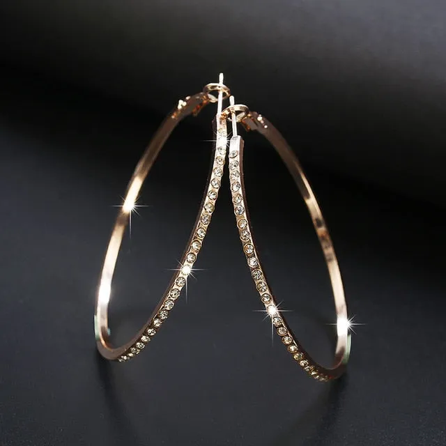 Hoop Earrings With Rhinestone Crystal