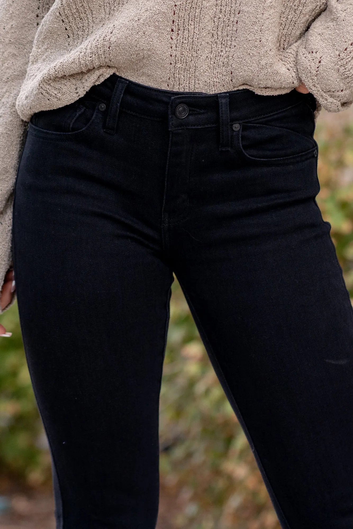 Hot Tamale Black Mid Rise Baby Bootcut with Inner Side Fleece