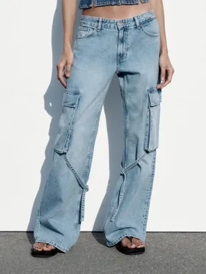 Jessamine l wide jeans with lace-up closure