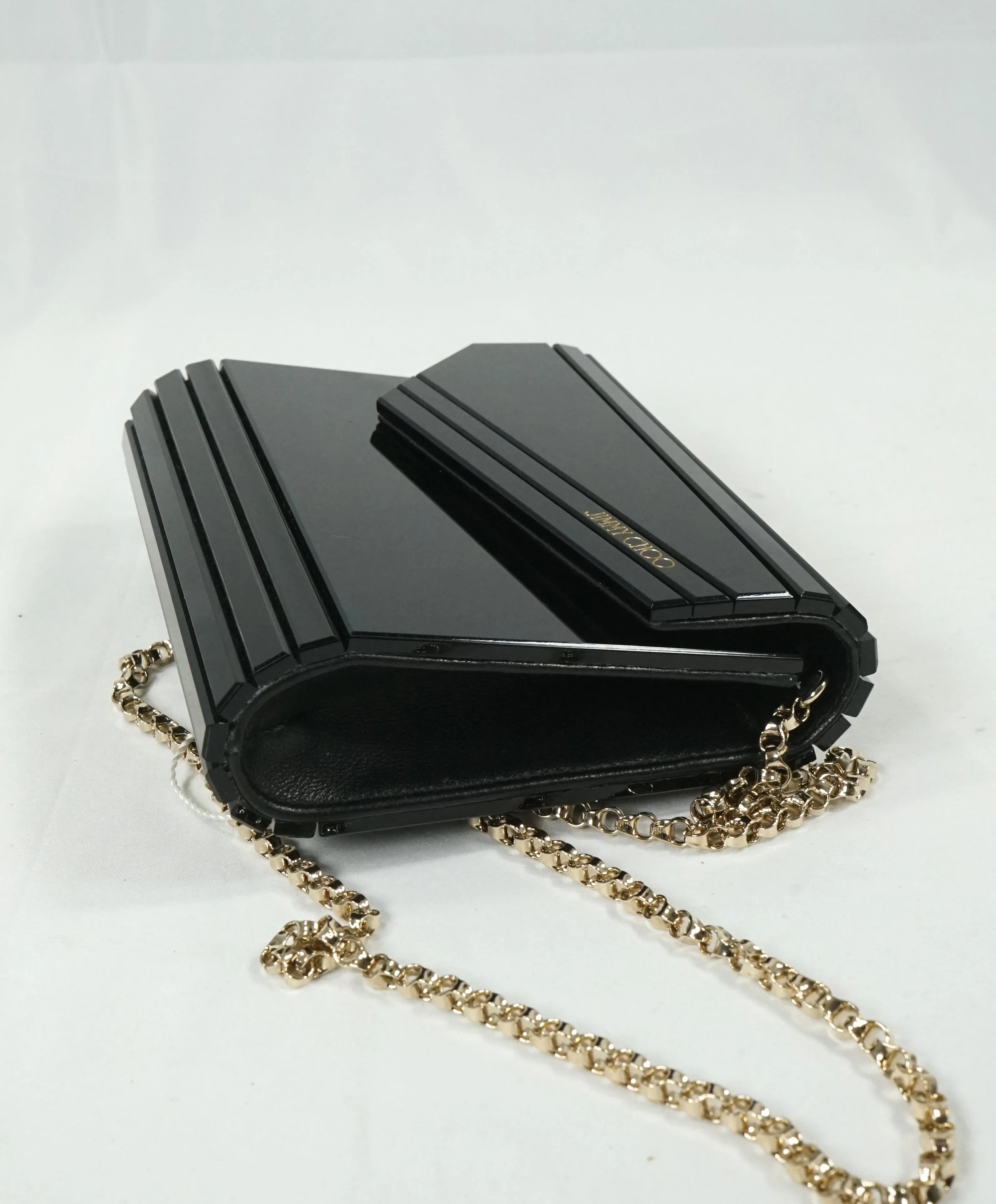 JIMMY CHOO - Black "Candy" Clutch Bag Gold Chain -
