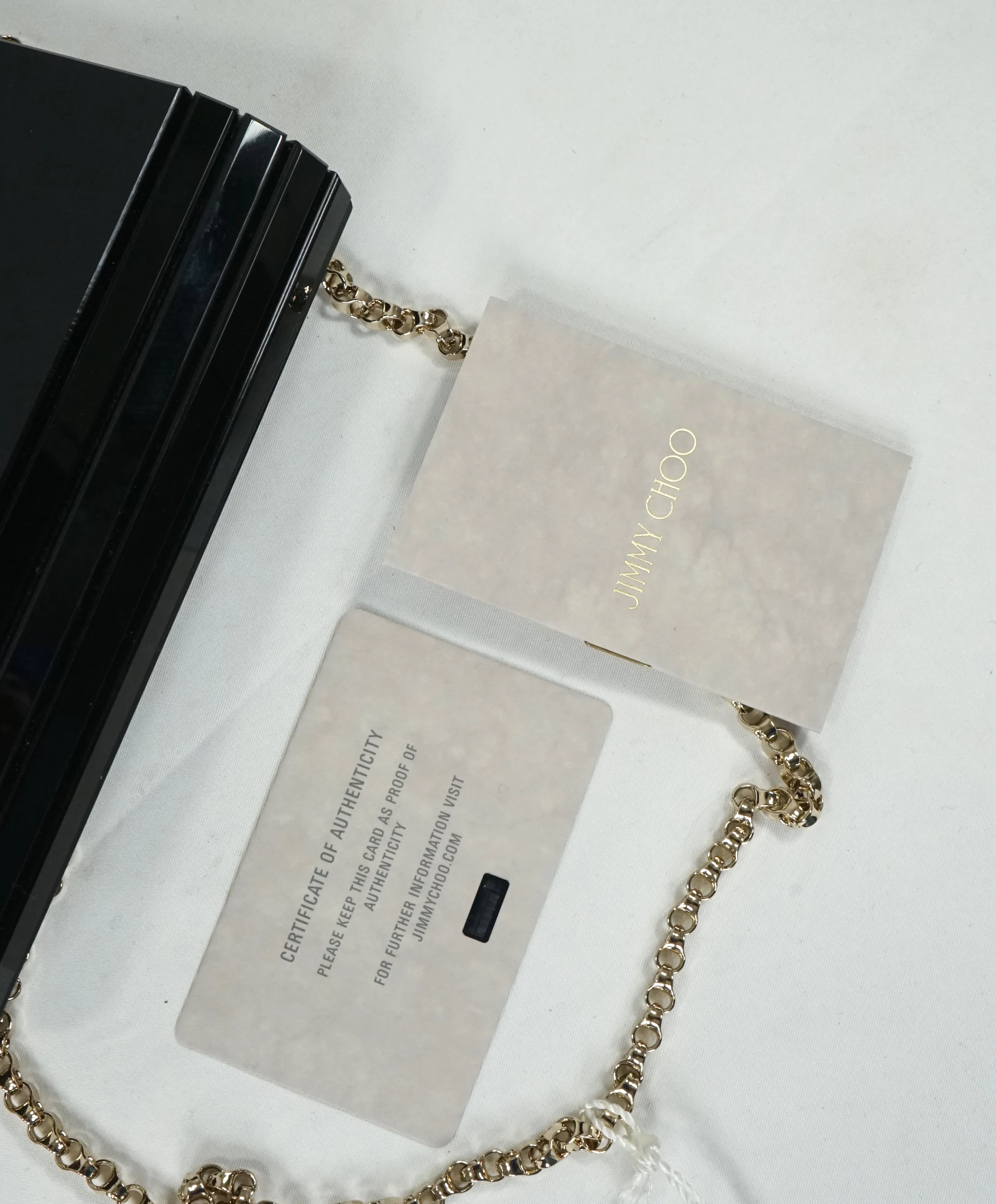 JIMMY CHOO - Black "Candy" Clutch Bag Gold Chain -