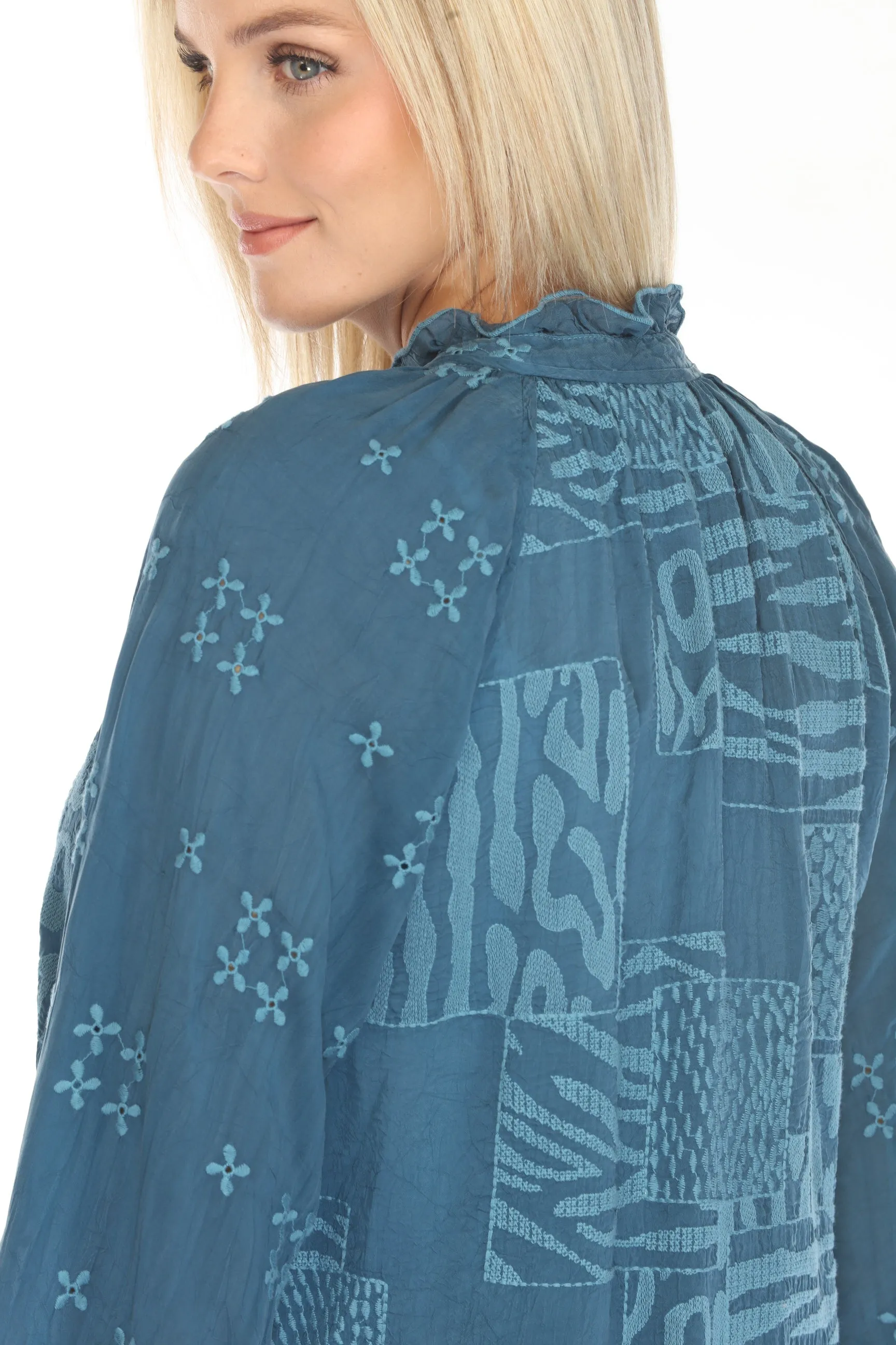 Johnny Was Molli Embroidered Button-Down Blouse C19924-O