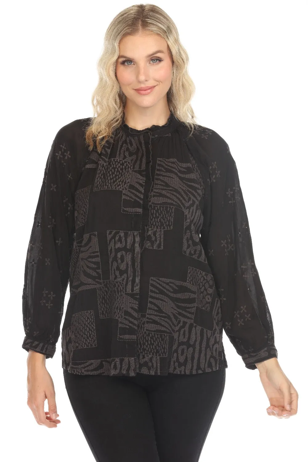 Johnny Was Molli Embroidered Button-Down Blouse C19924-O