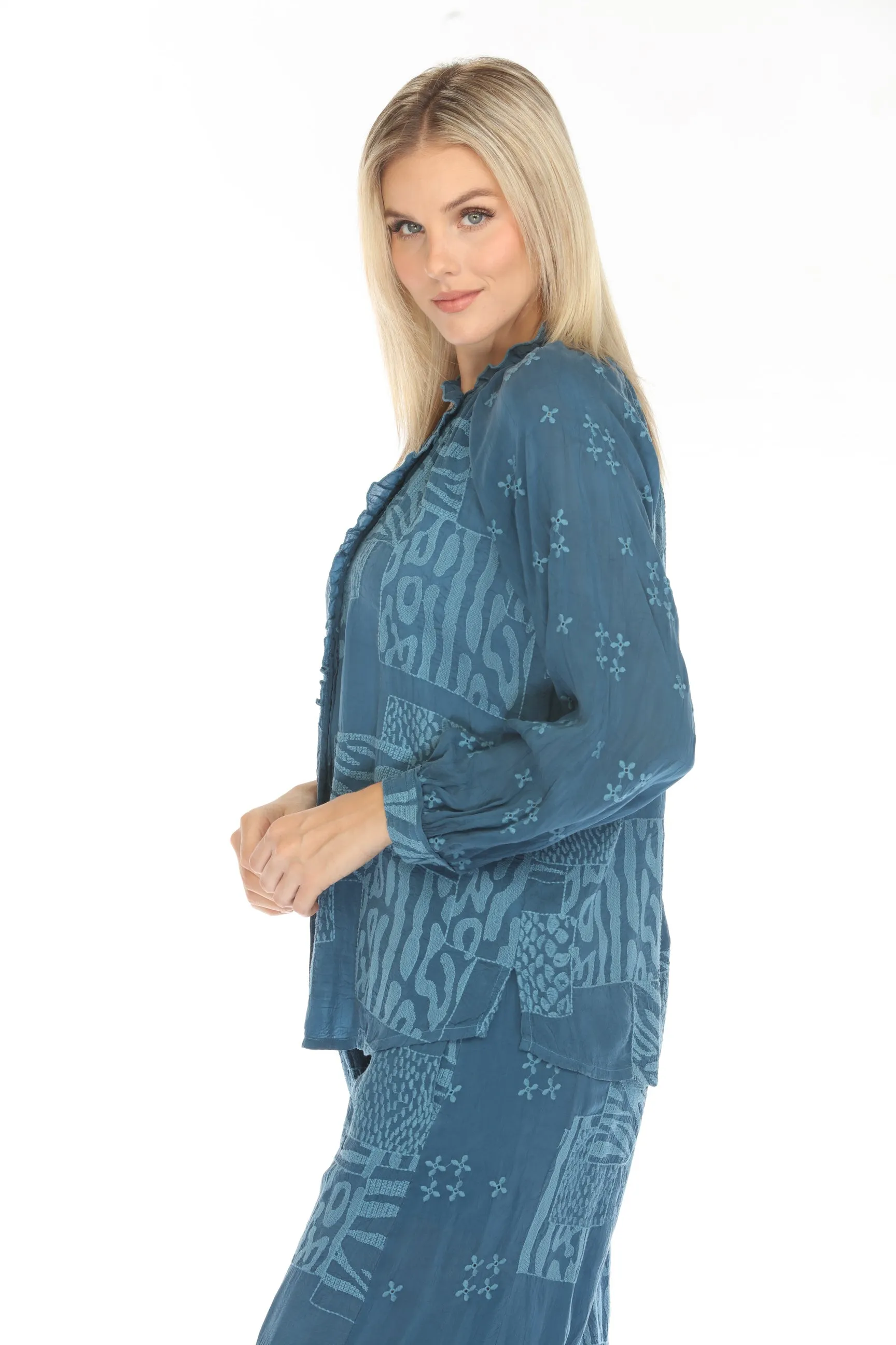 Johnny Was Molli Embroidered Button-Down Blouse C19924-O