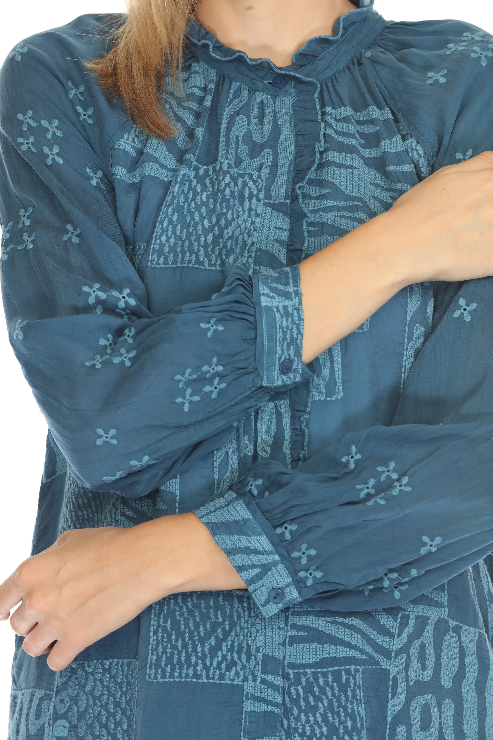 Johnny Was Molli Embroidered Button-Down Blouse C19924-O