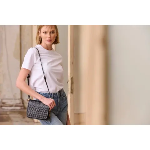 Kempton Mini Mia Bag in Black Threaded Weave
