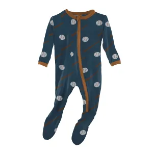KicKee Pants Deep Sea Baseball Footie with Zipper