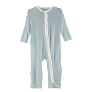 KicKee Pants solid Fresh Air w/Natural Muffin Ruffle Coverall with Zipper