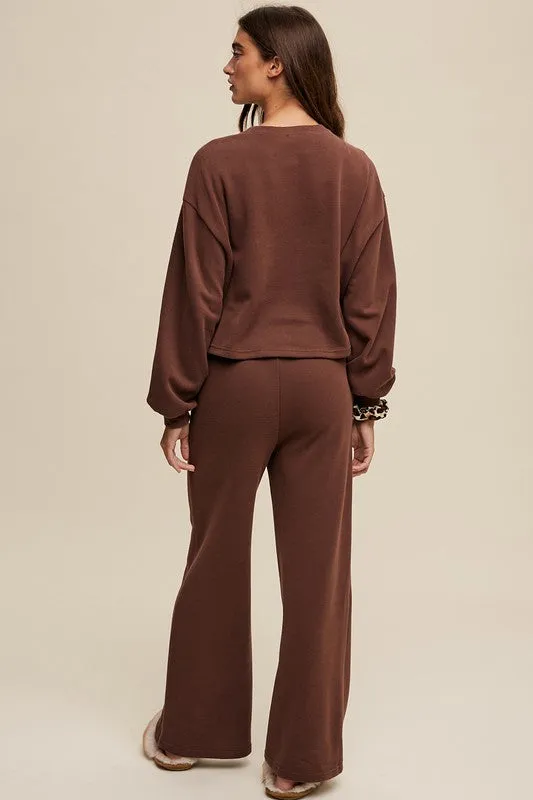 Knit Sweat Top and Pants Lounge Set (Various colors), Le Lis