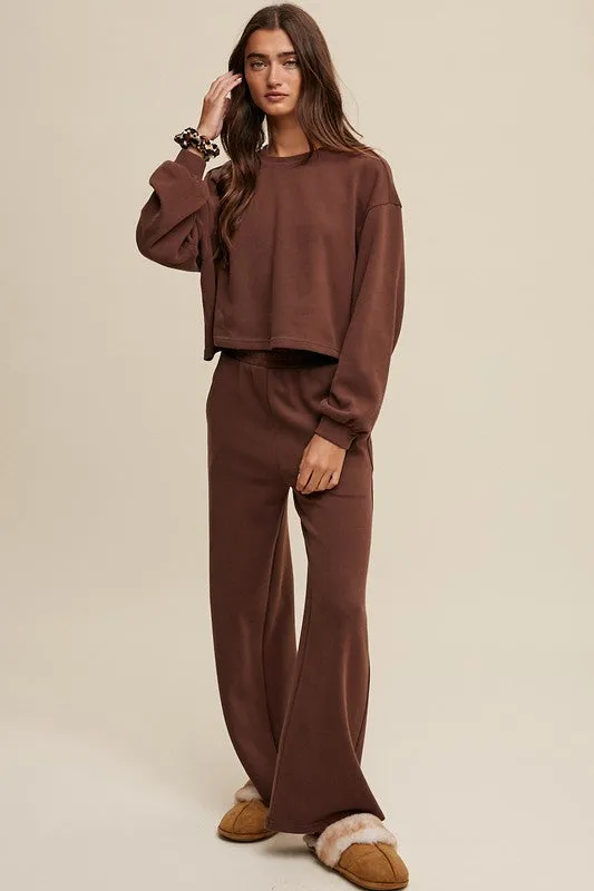 Knit Sweat Top and Pants Lounge Set (Various colors), Le Lis