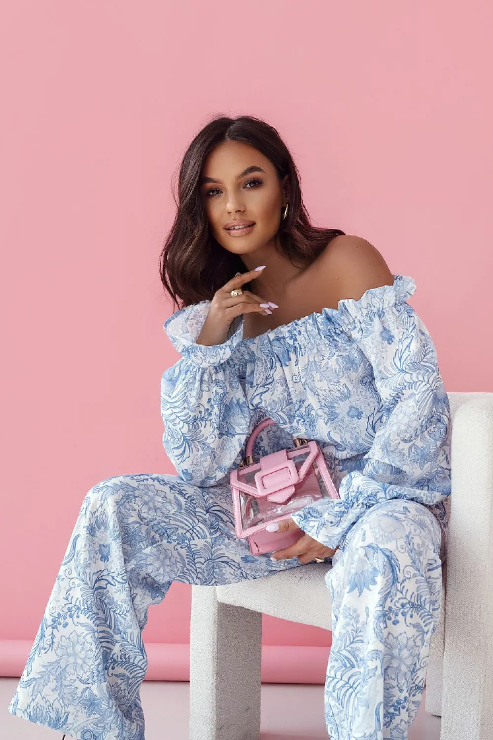 LaBalancia classic style blouse with trousers set