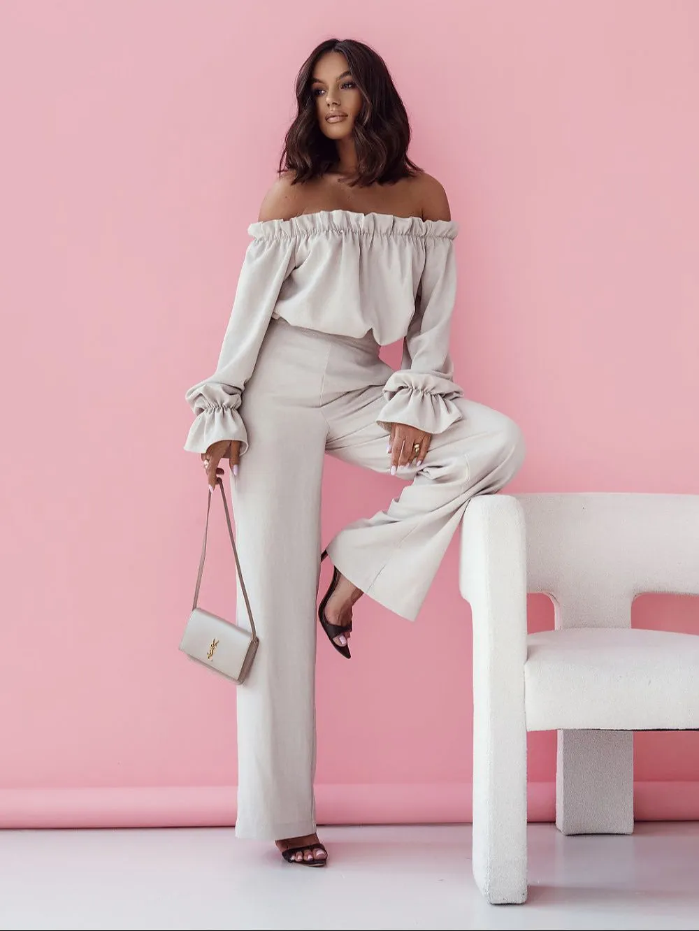 LaBalancia classic style blouse with trousers set