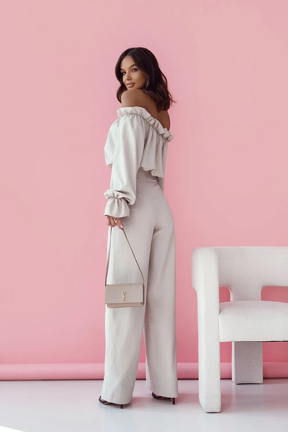 LaBalancia classic style blouse with trousers set