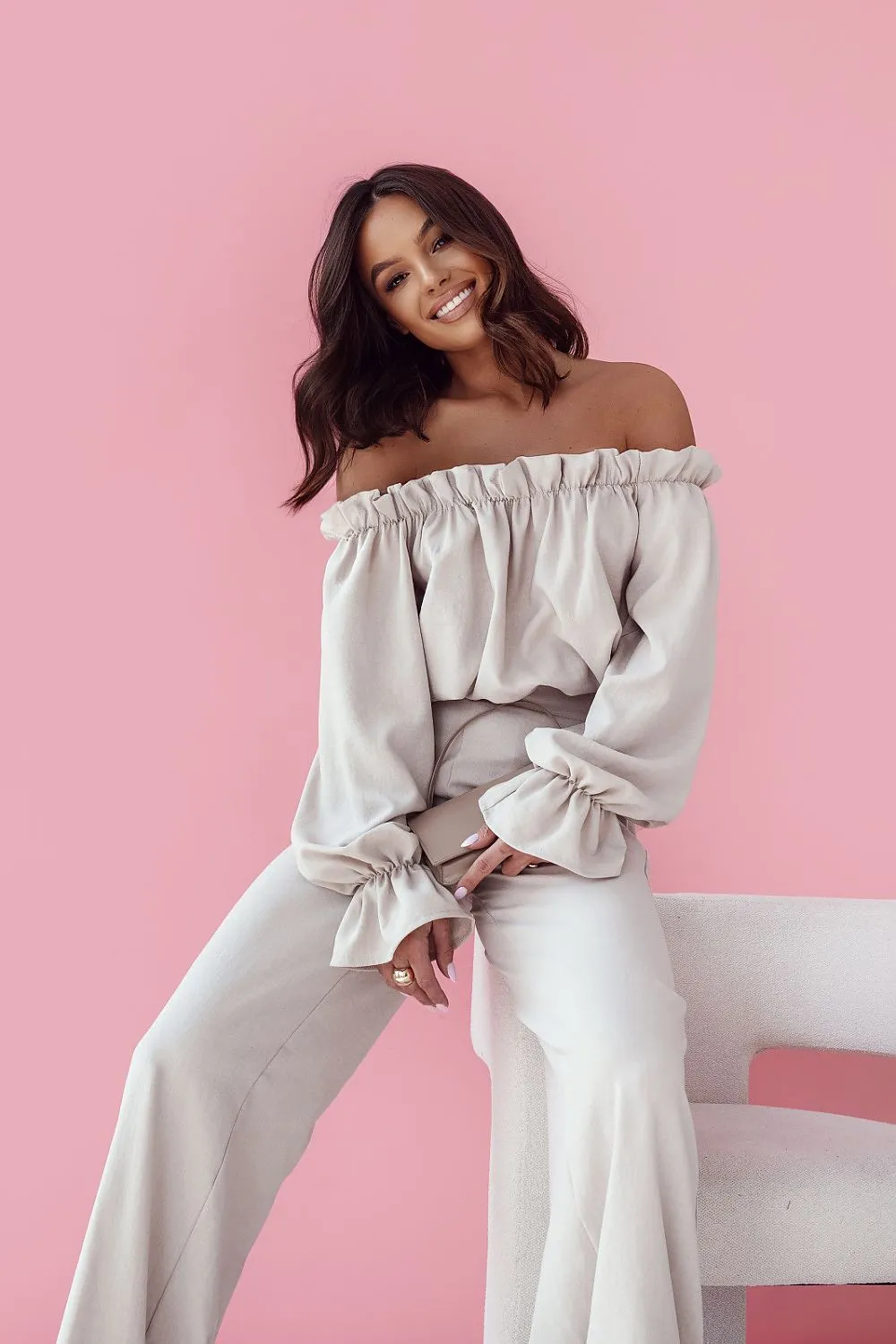 LaBalancia classic style blouse with trousers set