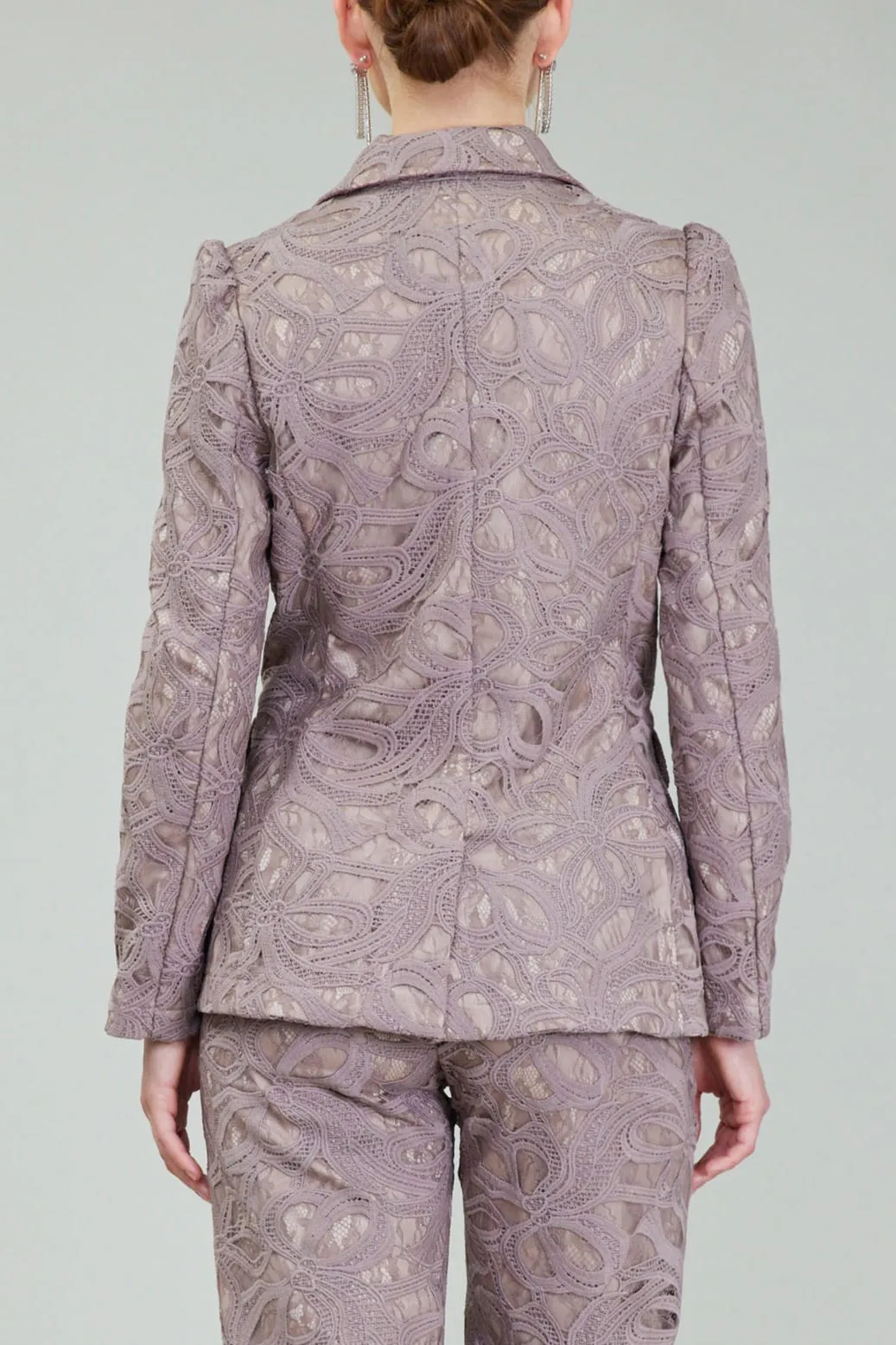 Lace Long-Sleeve Single-Breasted Blazer