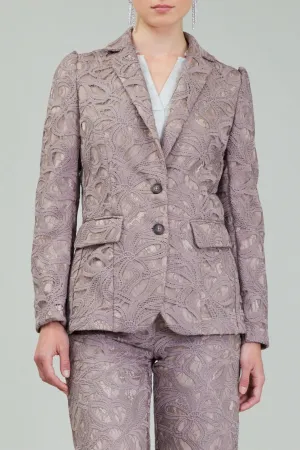 Lace Long-Sleeve Single-Breasted Blazer