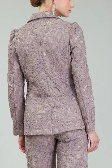 Lace Long-Sleeve Single-Breasted Blazer