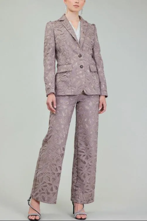 Lace Long-Sleeve Single-Breasted Blazer