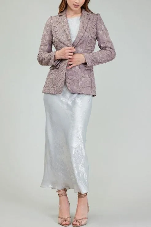 Lace Long-Sleeve Single-Breasted Blazer