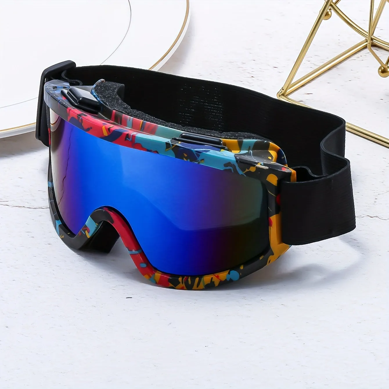 Large Frame Single-Layer Anti-Fog Windproof Outdoor Sports Glasses for Skiing