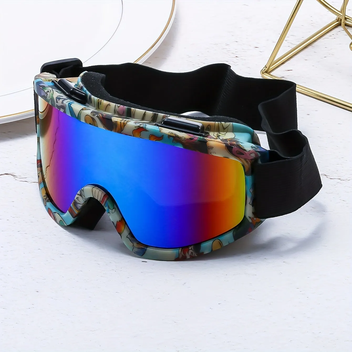 Large Frame Single-Layer Anti-Fog Windproof Outdoor Sports Glasses for Skiing