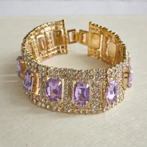 Lavender Rhinestone Bridal Bracelet. Lilac Wedding Bracelet. Purple Wedding Link Bracelet. Purple Wedding Tennis Bracelet. Bridesmaid Gift.