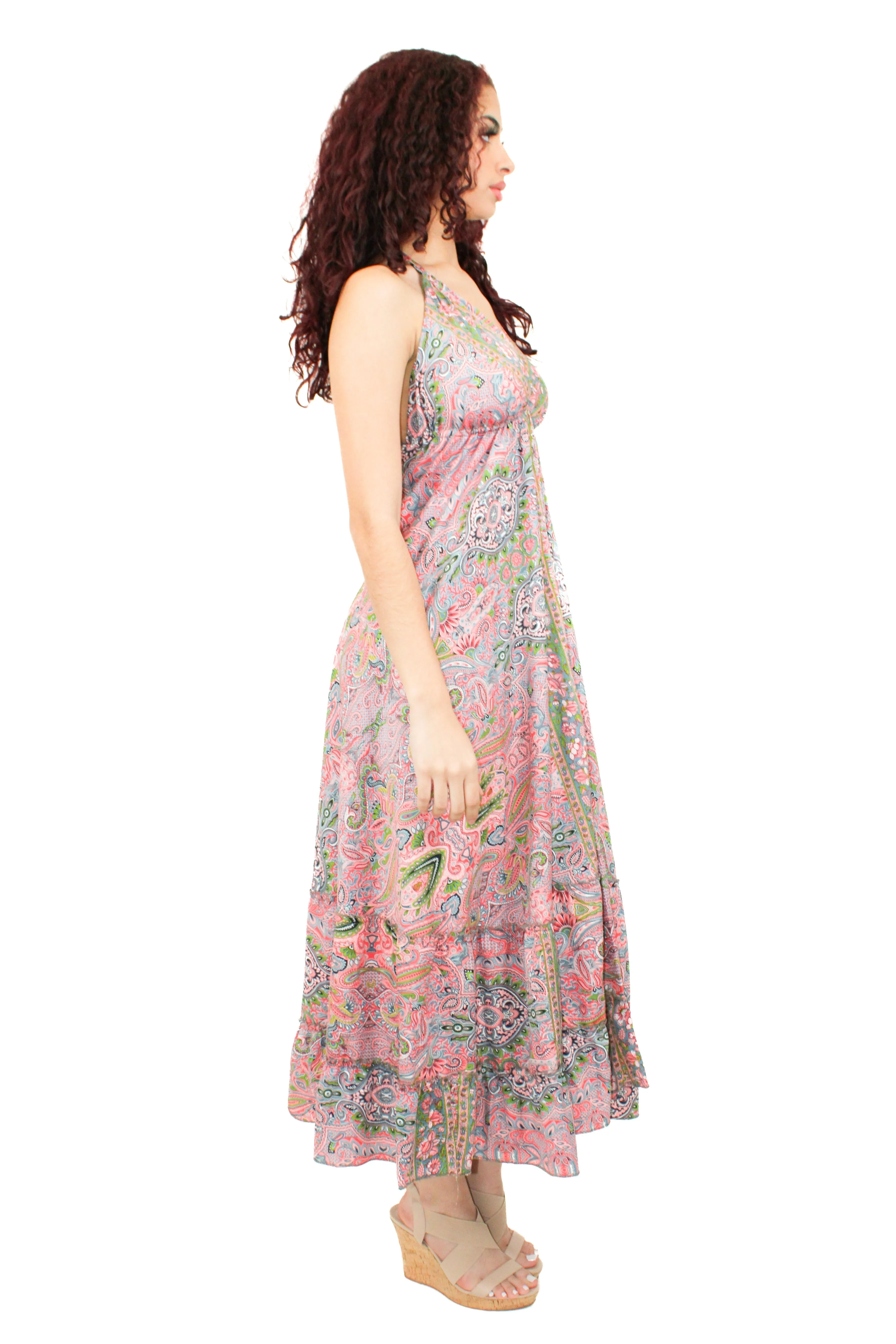 Lazy Daisy Adjustable halter dress in Turquoise (DK-5036S)