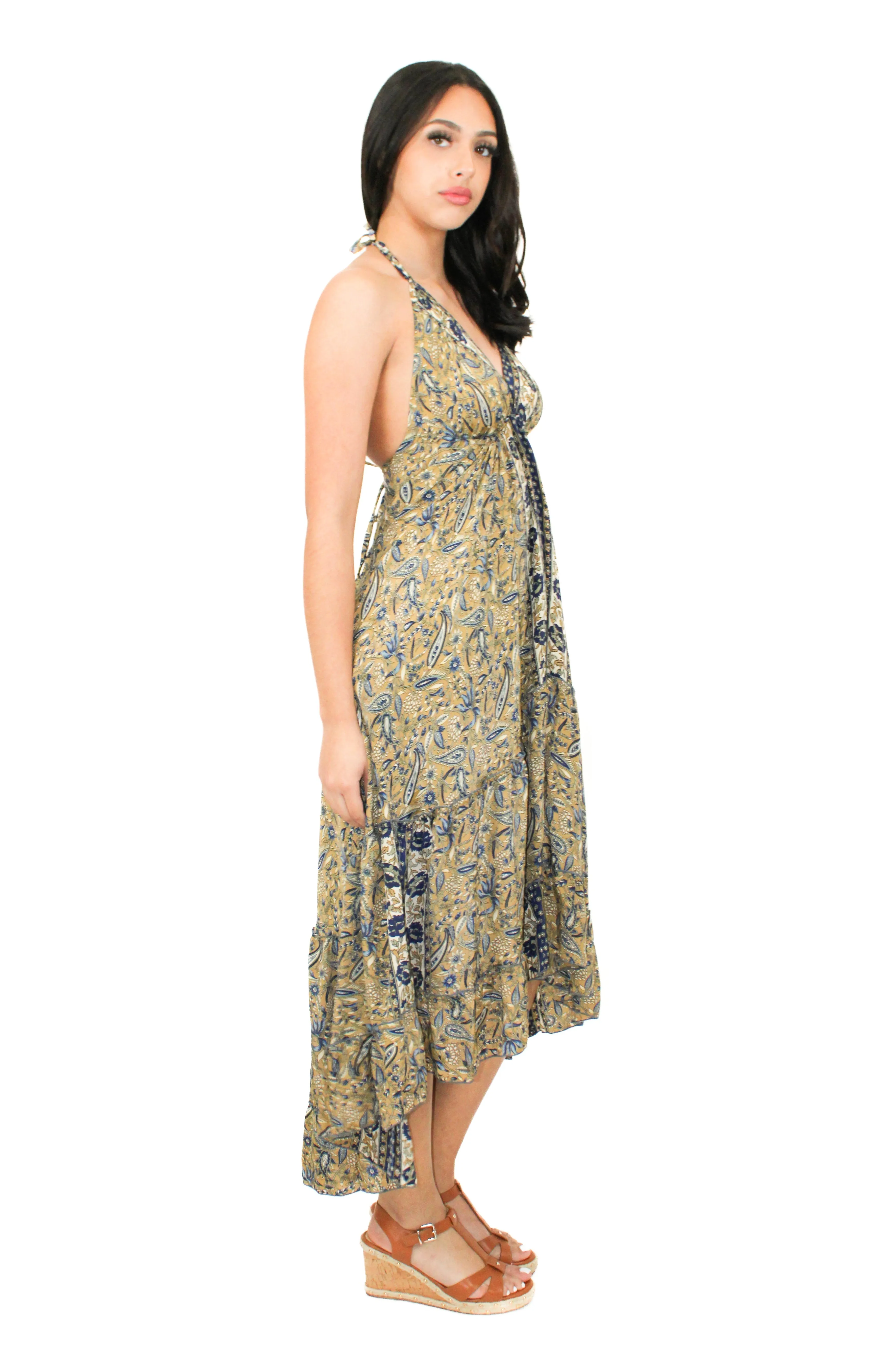 Lazy Daisy Adjustable halter dress in Turquoise (DK-5036S)