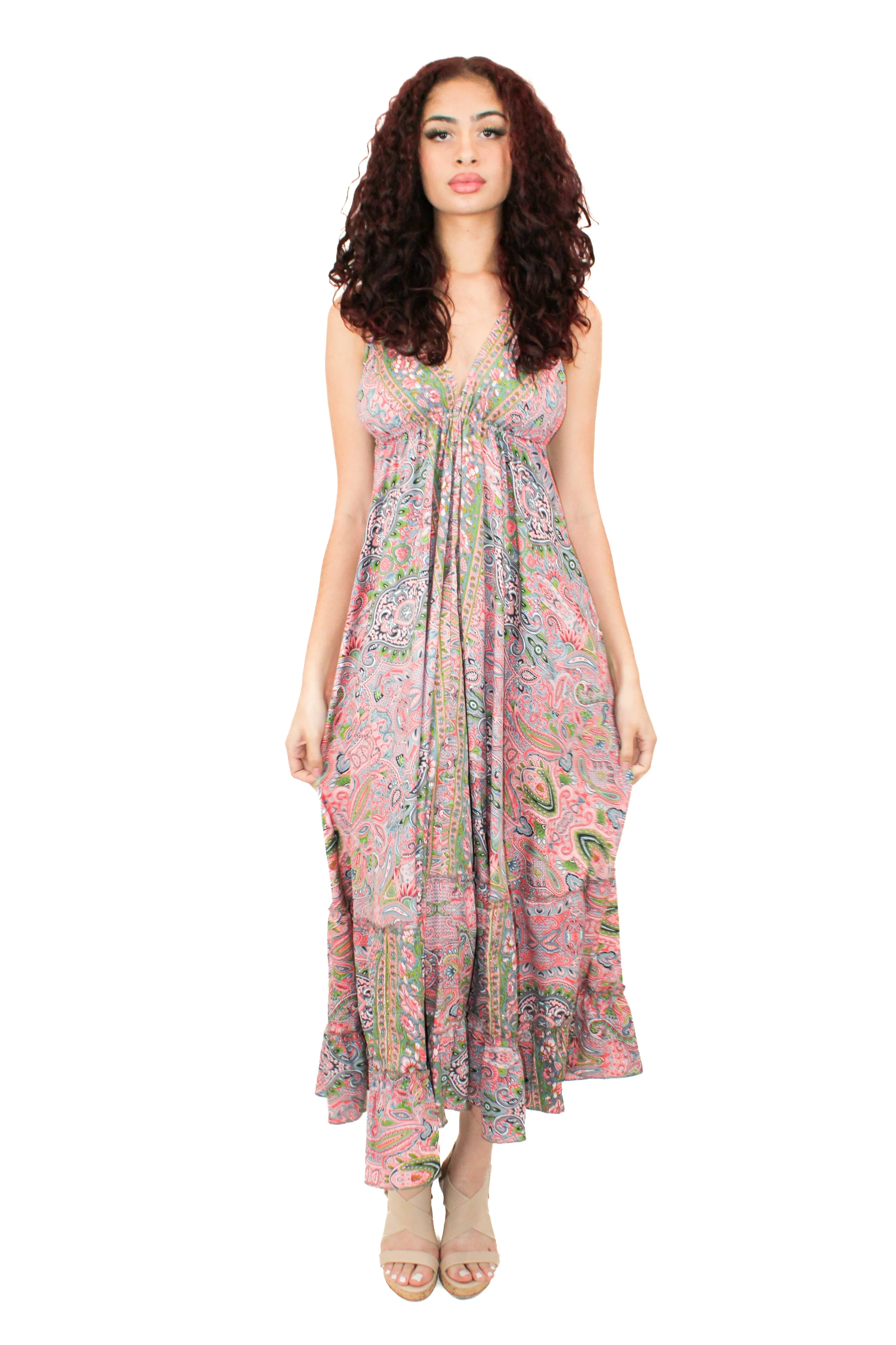 Lazy Daisy Adjustable halter dress in Turquoise (DK-5036S)