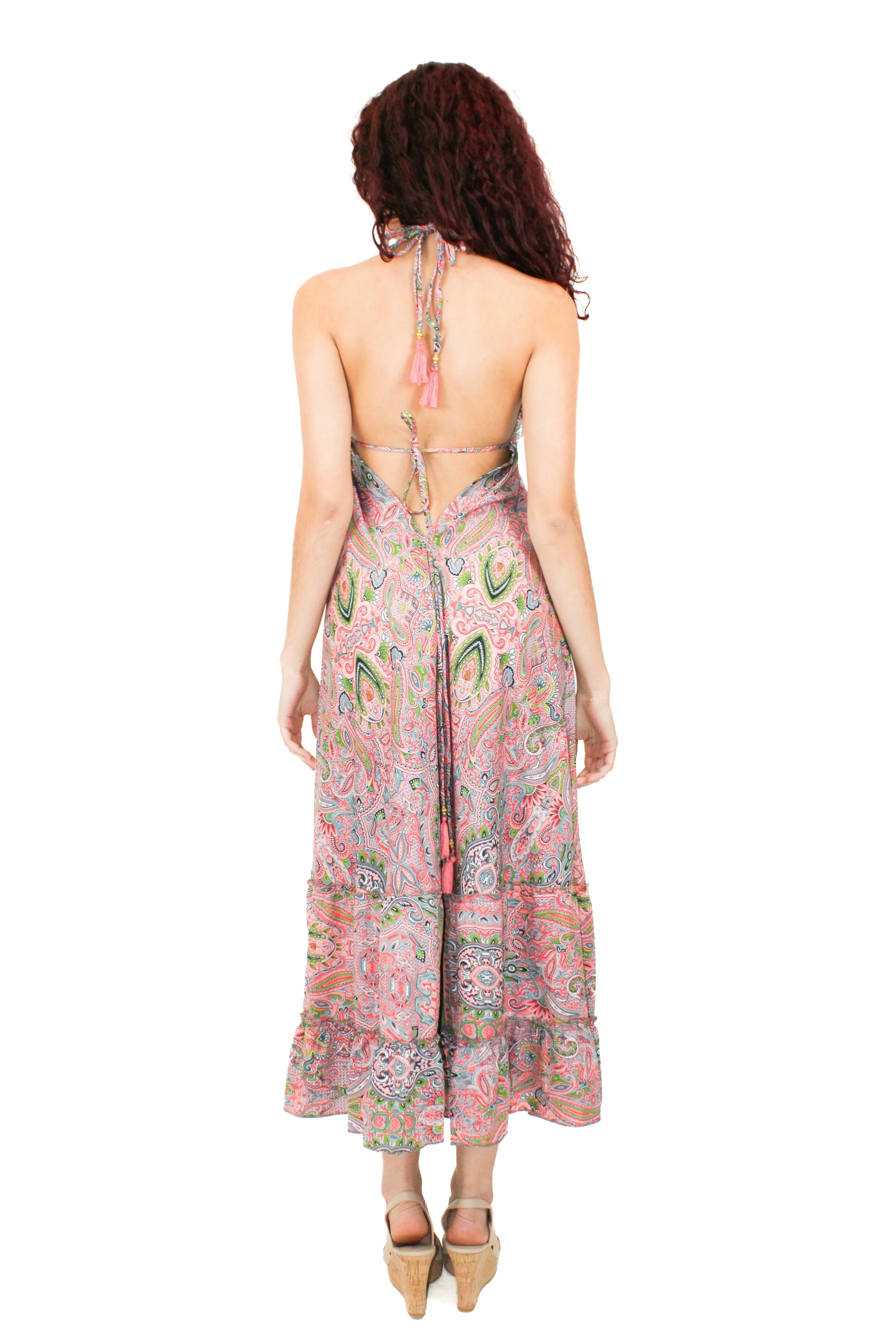 Lazy Daisy Adjustable halter dress in Turquoise (DK-5036S)
