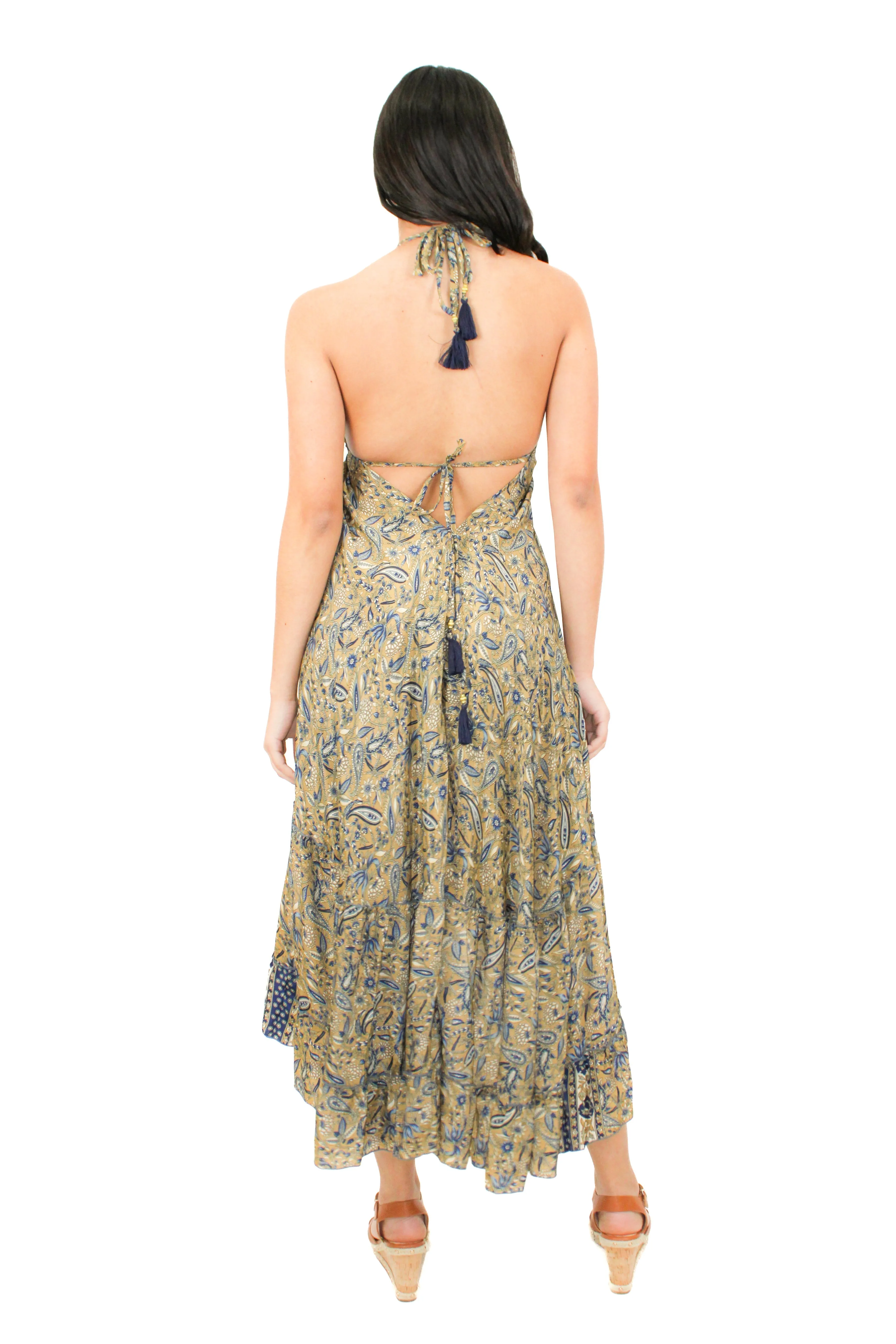 Lazy Daisy Adjustable halter dress in Turquoise (DK-5036S)